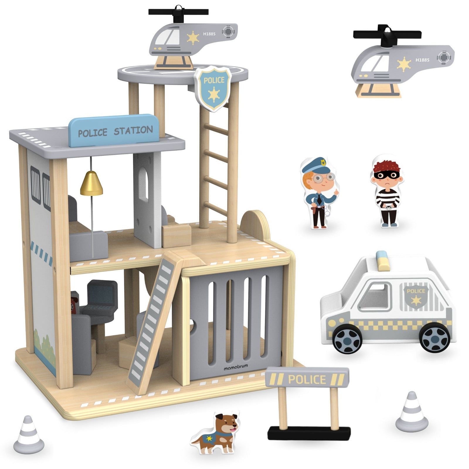 Mamabrum Houten Politiebureau met Accessoires