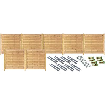 Sichtschutzelement TETZNER & JENTZSCH "Las Vegas 5", beige (natur), H:180cm, Massivholz, Stahl, Zaunelemente, kesseldruckimprägniert