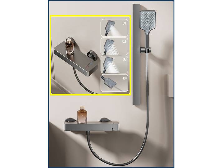 Ensemble de douche de salle de bains pressurisé gris, ensemble de robinets de douche de salle de bains muraux, système de douche Simple à fonction unique