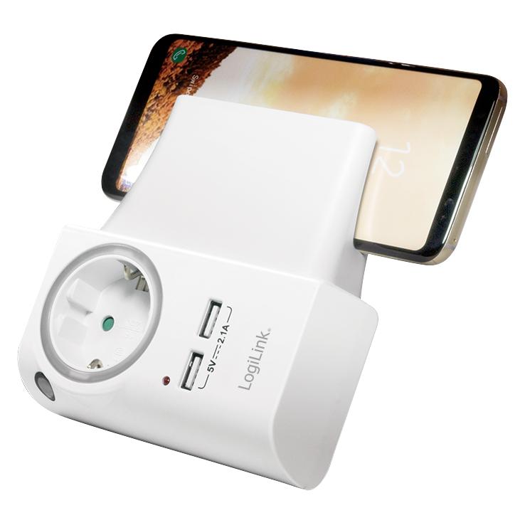 LogiLink USB Steckdosenadapter (10.50 W, 2 Ports) (PA0165)