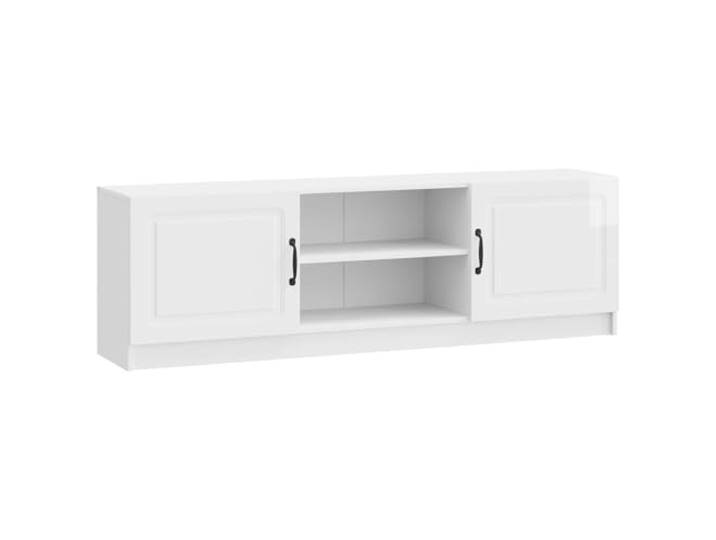 Favemtsl TV-Schrank Hochglanz Weiß Lowboard 150x31x47 cm Holzwerkstoff Elegantes Fernsehmöbel für Wohnzimmer und Schlafzimmer mit variablen Regalböden, Stangengriffen und Klapptüren.