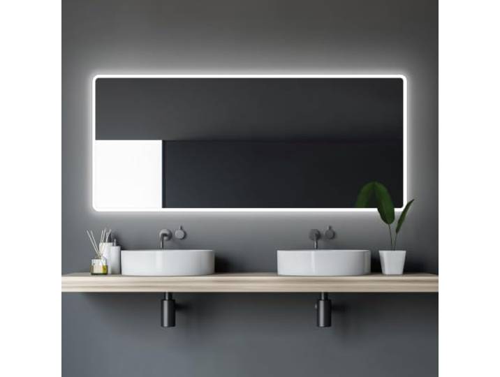 Talos Moon Badspiegel mit Beleuchtung 160x70 cm Badezimmerspiegel mit LED Beleuchtung Spiegel mit Licht Lichtfarbe Neutralweiß umlaufender Aluminiumrahmen