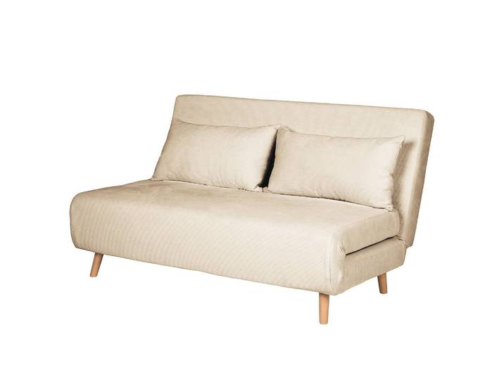 Schlafsofa Beige/Beige Cordstoff Eldrid 141 x 81 x 90cm Skandi