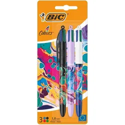 Bic, Schreibstifte, 4 Colours Decor Botanical Medium (M) 1.0 mm, Mehrfarbig (3x)