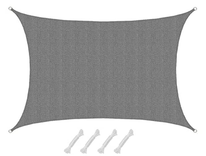 AMANKA 90% UV Schutz: Sonnensegel 3x5m Rechteckig - Wasserdurchlässig & Atmungsaktiv - Sonnenschutz Pool Trampolin Whirlpool Sonnendach Pergola Carport, Grau