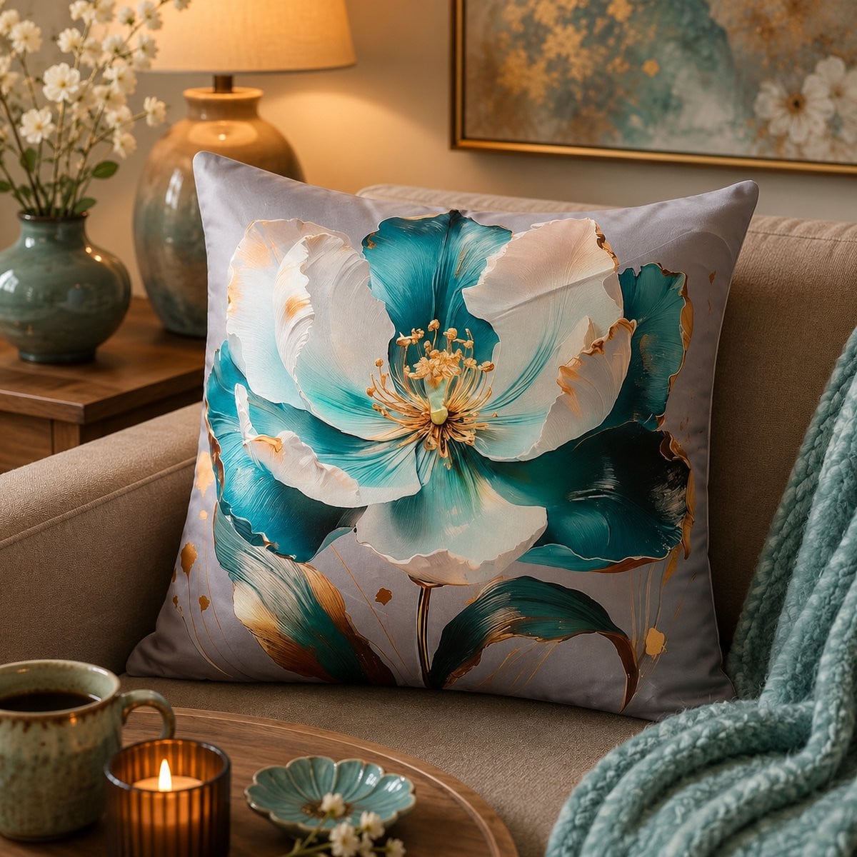 Aqua Bloom Collection Kussenhoes 45 x 45 cm