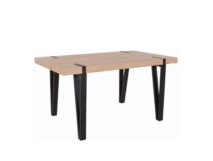 Table à Manger En Effet Bois Noir 6 Personnes L150
