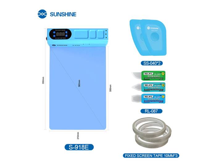 SUNSHINE S-918E : tapis chauffant séparé pour écran LCD, conçu pour les téléphones portables et les tablettes. Kit de réparation d’écrans LCD et outil de séparation.