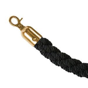 Showdown-Displays Absperrkordel aus Stoff, schwarz, für Personenleitsystem, 1,5m, Endstücke gold
