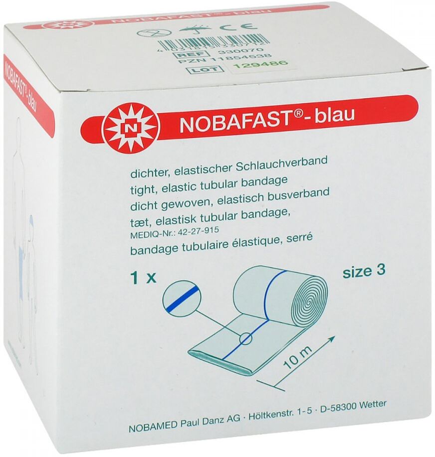 Nobafast Schlauchverband elastisch Größe 3 10 m blau