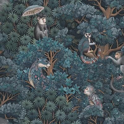 Graham & Brown Treetop Troop Navy & Teal Wallpaper