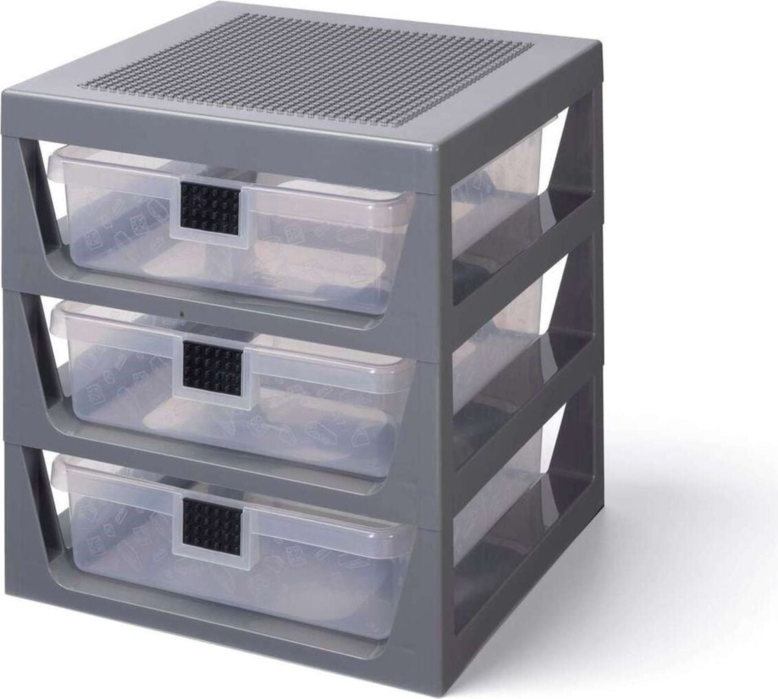 LEGO Opbergbox met 3 laden, grijs