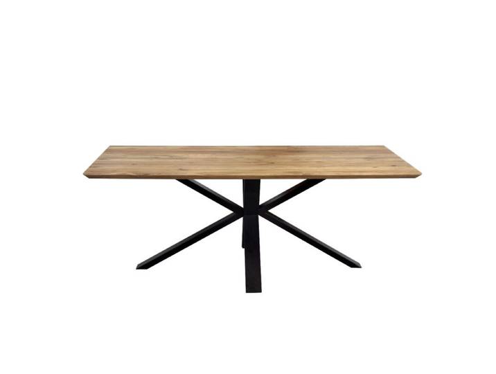 Trendstore Edik Esstisch Eiche massiv mit Spidergestell in Schwarz - 180 x 100 Industrial, Natur