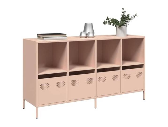 RJPLMFV Anrichte, Rosa, 135 x 39 x 73,5 cm, kaltgewalzter Stahl Aufbewahrungsschrank mit Schubladen, robuste Platte, leicht zu reinigende Oberfläche, Wandbefestigung inklusive