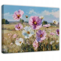 LEINWANDBILD Blumen Wiese Rosa 100x70 cm