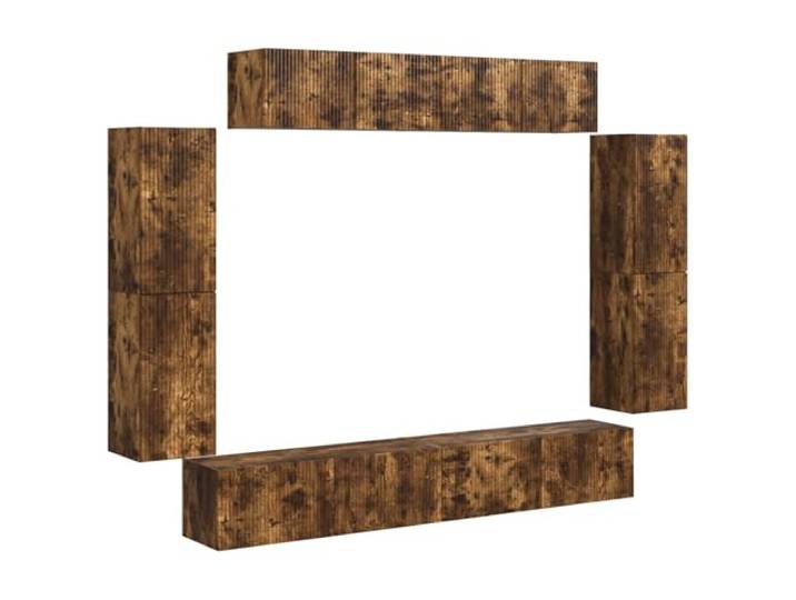 HAQWRDQSG TV-Schrank 8-tlg Set Hängend, Lowboard Geräucherte Eiche Modulare Hängeschränke fürs Wohnzimmer bieten freie Bodenflächen und geschlossenen Stauraum gegen Staub.