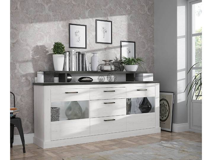 Enfilade avec élément TV à poser 205 x 103 x 41cm Blanc