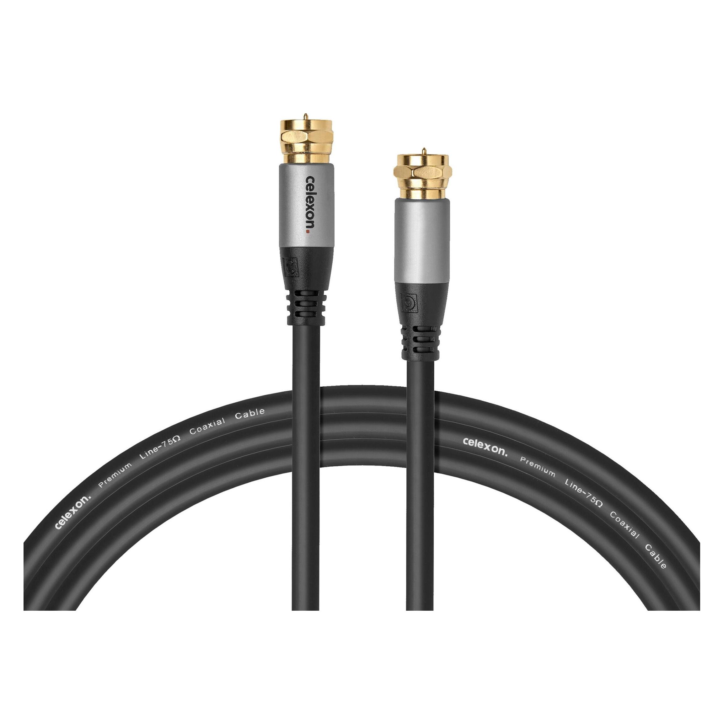 Celexon F-Stecker Sat Antennenkabel 5,0m - Professional Line (85 dB, SAT Kabel) (1000015579)