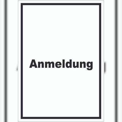 HB-Druck Anmeldung Aufkleber mit Text Aufnahme hochkant A0 (841x1189mm)