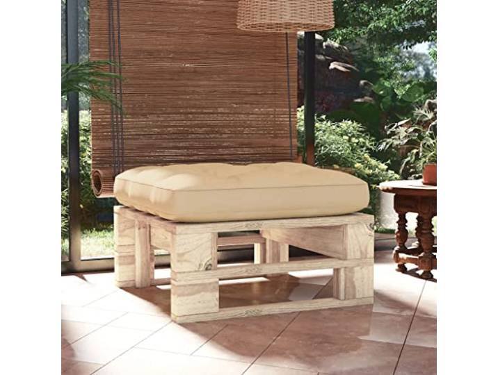 POUFGDR Sitzsack Palette, Kiefernholz, imprägniert, mit Kissen Fußhocker oder Couchtisch wetterfest pflegeleicht modular für Gartenmöbel