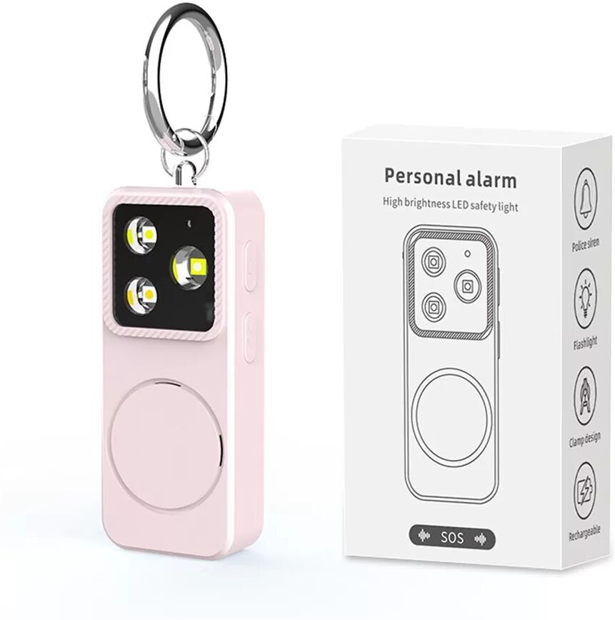 INF 150dB Persönlicher Sicherheitsalarm mit LED-Taschenlampe – Tragbarer Notfall-Panikalarm für Frauen, Kinder und Senioren Rosa