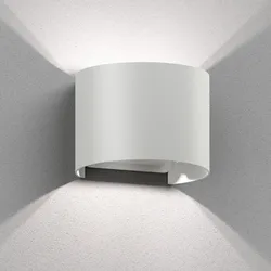 ledscom.de Wandleuchte RUNEL für außen, weiß, IP65, Up & Downlight + LED Lampe 596lm, weiß