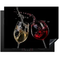 HERDABDECKPLATTE Rotwein - Weißwein - Glas - Schwarz Induktionsmatte 77x59 cm