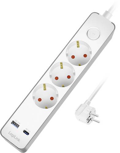 LogiLink LPS287U Steckdosenleiste mit Schalter Weiß Schutzkontakt 1St.