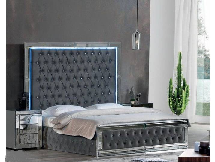 Xlmoebel Schlafzimmer-Set Elegantes graues Schlafzimmer-Set mit Doppelbett und 2, (3-tlg), Made in Europa
