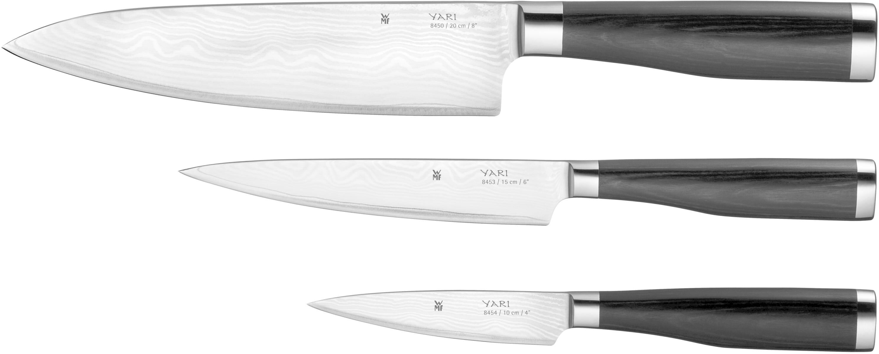 Messer-Set WMF "Yari Schwarz", silber (silberfarben, schwarz), Edelstahl, Kochmesser-Sets, Messer-Set silberfarben, schwarz Einheitsgröße