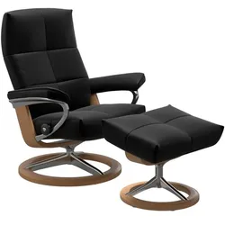 Stressless Sessel mit Hocker David Signature Leder Schwarz Batick Black L (Large)