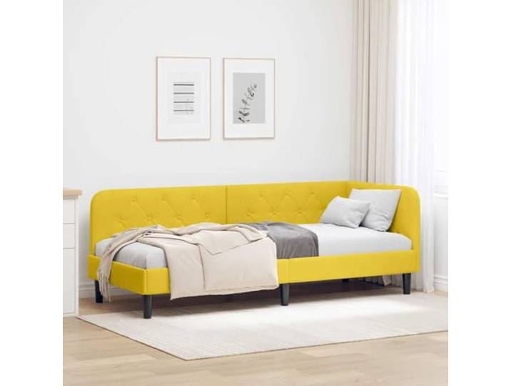RJPLMFV Eckbettgestell, Gelb, 80 x 200 cm, Velours Ausziehbares Schlafsofa, Armauflage, umkehrbar, platzsparendes Design, inklusive Latten