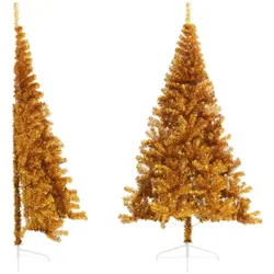 vidaXL Künstlicher Halb-Weihnachtsbaum mit Ständer Gold 240 cm PET