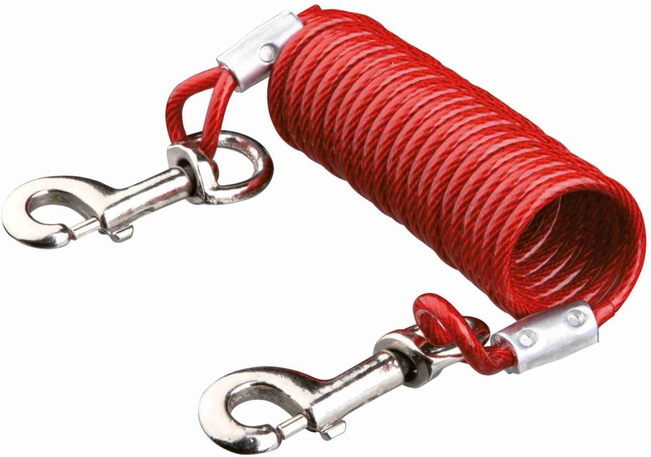 TRIXIE Hofleine mit Spiralkabel, 5 m, rot