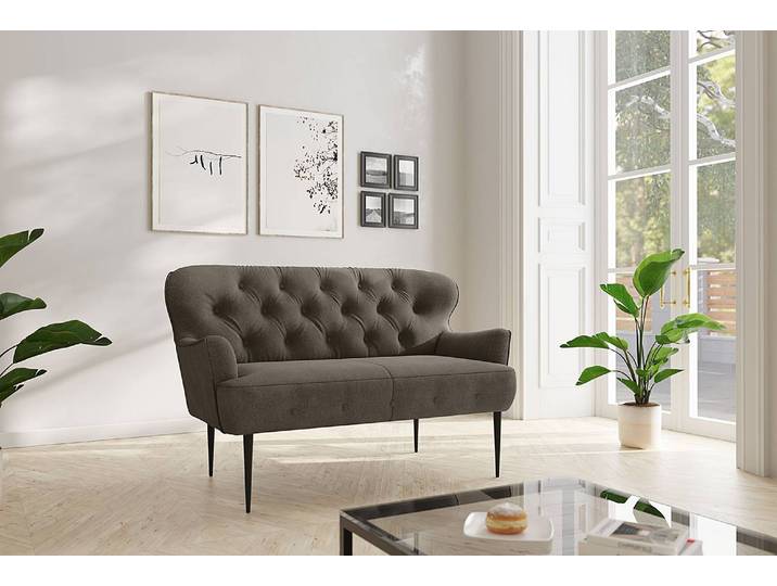 2-Sitzer Sofa Lodging Grau Flachgewebe Euron 153 x 97 x 87cm Landhaus