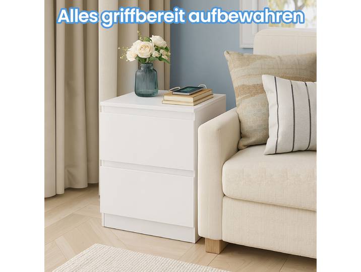 Nachtkommode Huakun 25 x 65 x 30cm Weiß