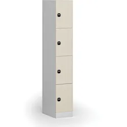 Schließfachschrank S1, 4 Fächer, 1850 x 300 x 500 mm, RFID-Schloss, laminierte Tür, Birke