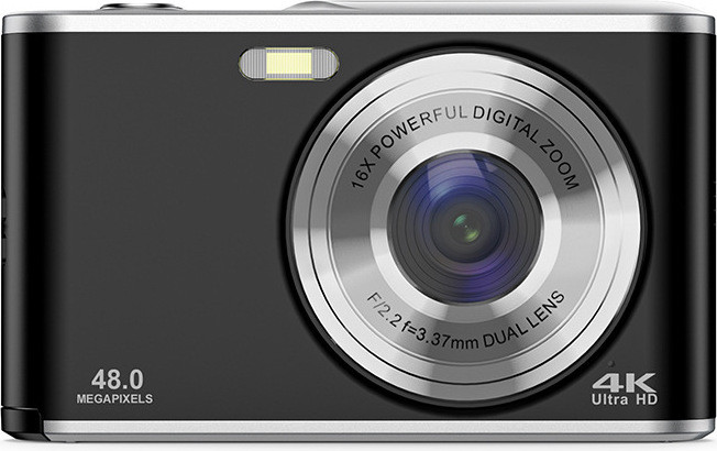 INF Digitale camera 4K 48MP met 16x zoom en webcam functie - zwart