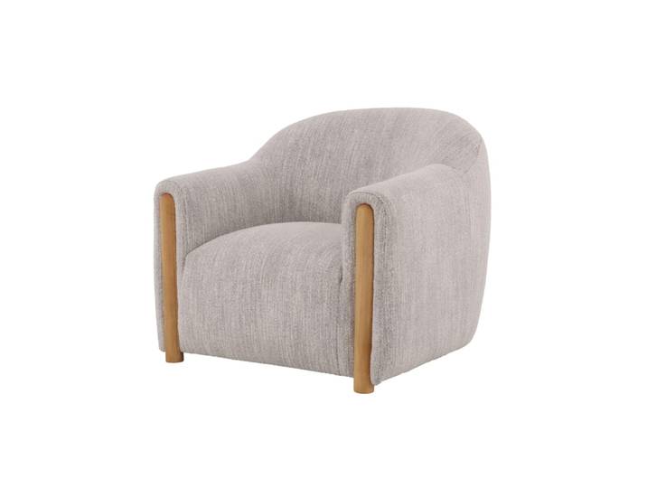 Fauteuil en chêne massif et tissu gris clair