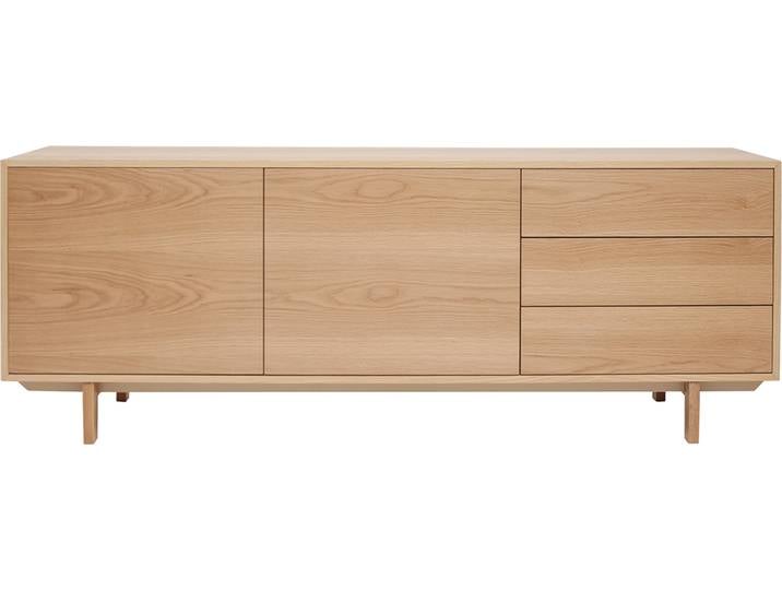 Buffet scandinave en bois clair 2 portes 3 tiroirs L195cm SID