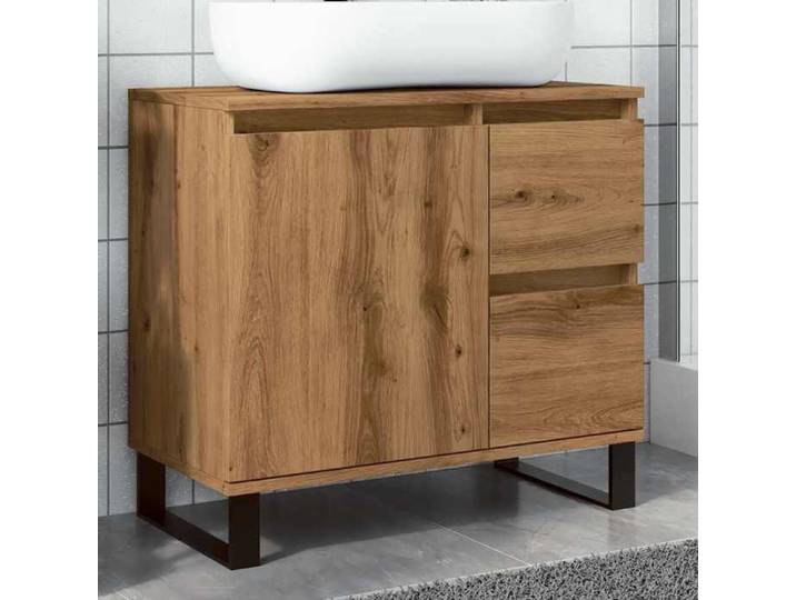 Armoire de lavabo de salle de bain chêne artisanal 65x33x60 cm placard lavabo de salle de bain meubles de salle de 857230