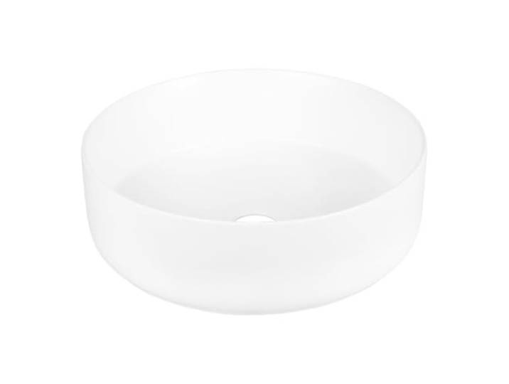 Differnz Mira Waschbecken 36 cm - Aufsatzwaschbecken Keramik Matt Weiß - Waschbecken Rund für Waschtischplatte - Spülbecken 36 x 12 cm