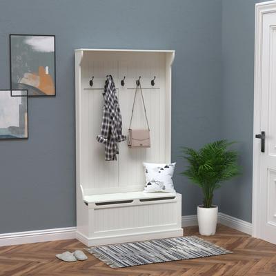 CARMORICO "38"" 3-in-1 Entryway Hall Tree with Storage Bench, Coat Rack with 4 Hooks, and Shoe Storage"