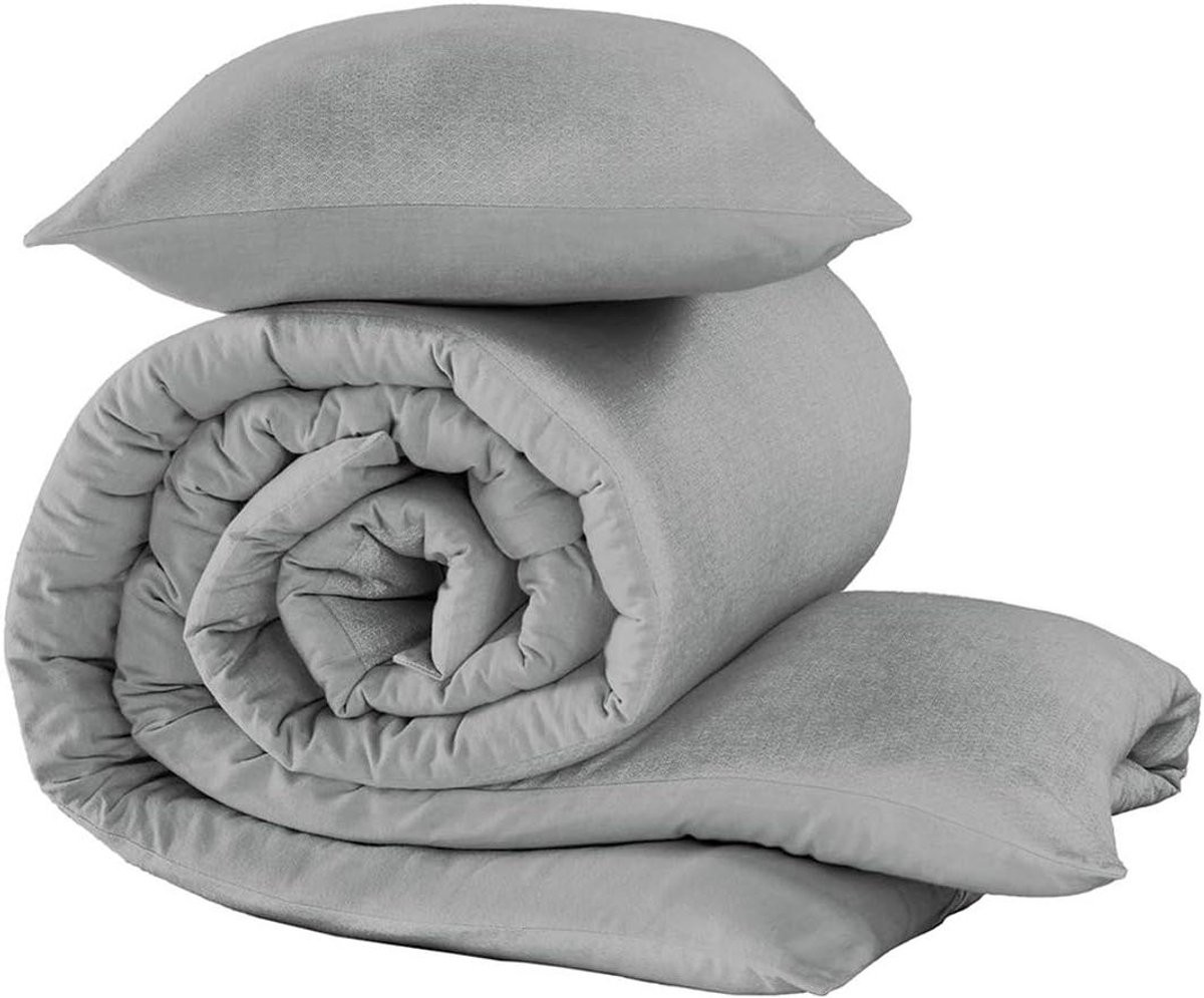 Grijs Jacquard Geweven Dekbedovertrek Set van Katoen - 140x220 cm