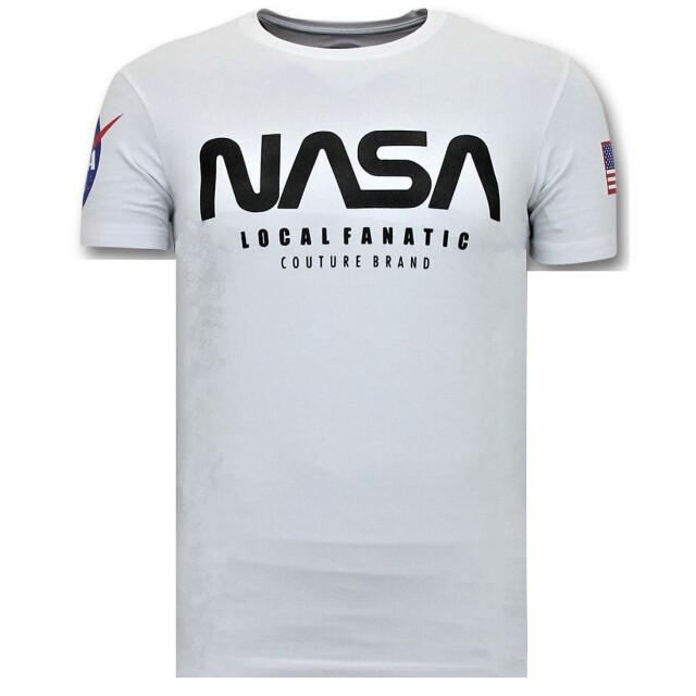 Local Fanatic T-shirt met opdruk nasa american flag shirt