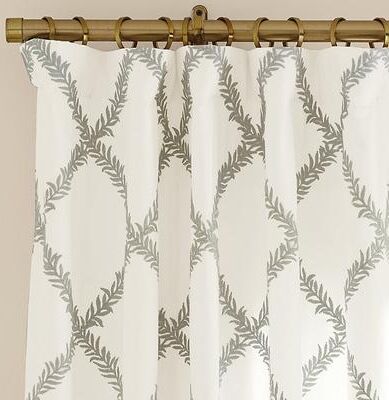 "Lucian Embroidered Trellis Drapery Panel - Spa - 50""W x 84""L - Ballard Designs"