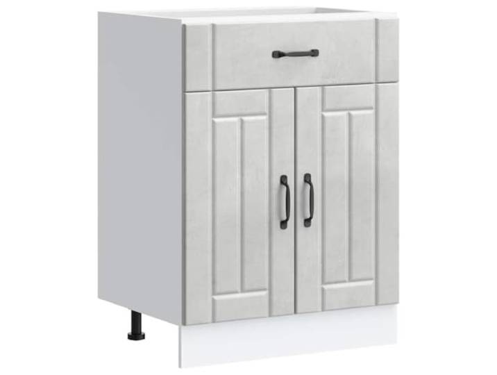 fsahslih Küchenunterschrank Lucca 60x46x81,5cm Betongrau Holzwerkstoff Kompakter Küchenbeistellschrank in Betongrau mit Schublade und verstellbaren Füßen für flexible Ordnung in der Küche.