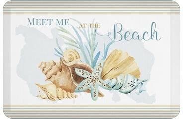 "Laural Home Weekend Getaway Shells Anti-Fatigue Kitchen Mat - 20"" W X 30""L"