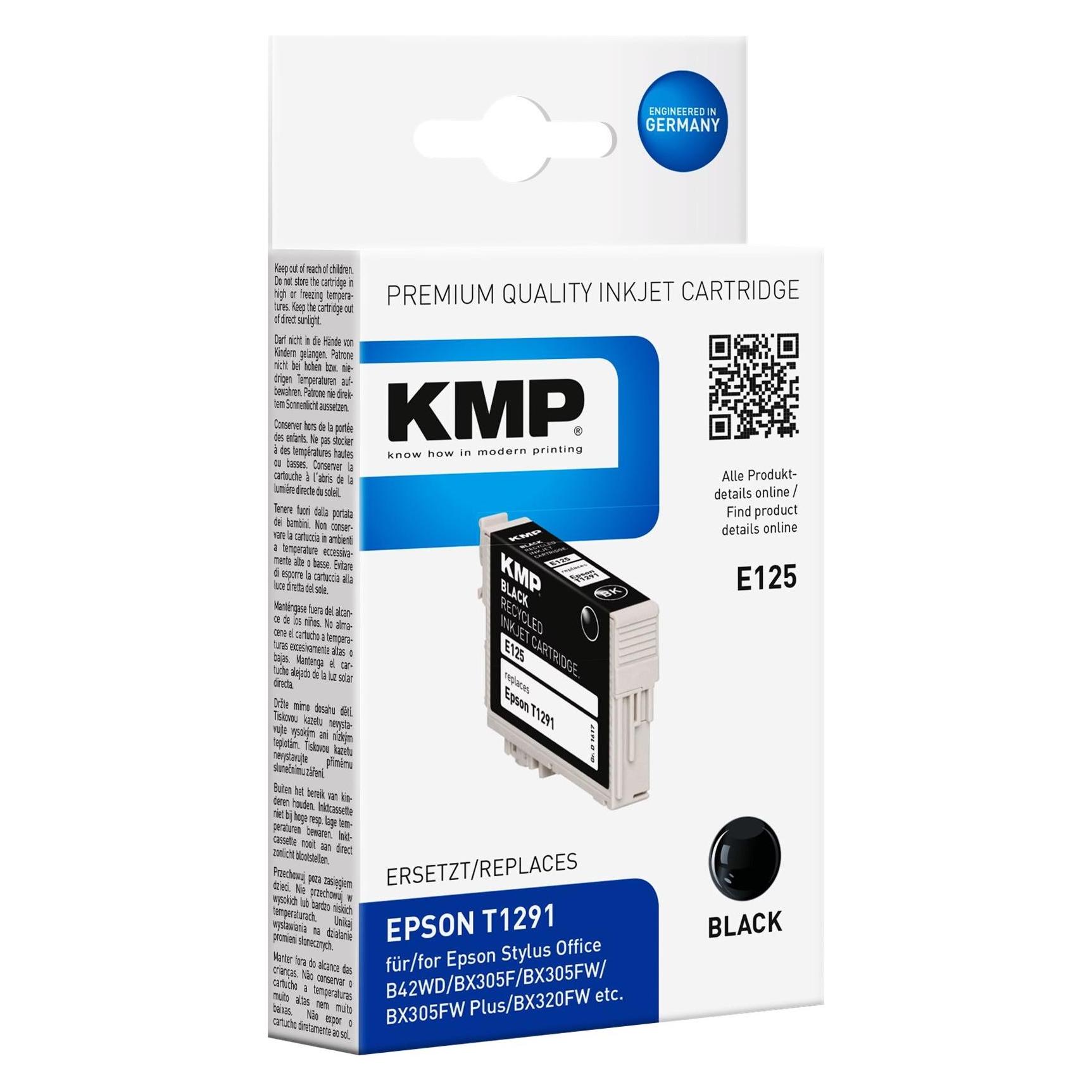 KMP E125 Tintenpatrone kompatibel mit Epson T 129 (BK) (1617,4001)
