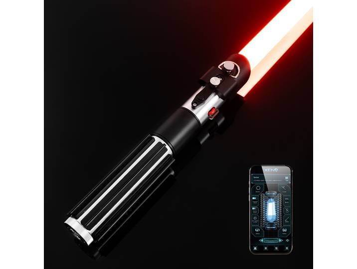 Sabre laser Vader Maître Sith Seigneur Noir XRGB3.0/Xenopixel 3.0, mouvement fluide, contrôle par application, changement de couleur